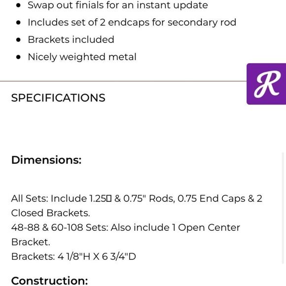 [ballard] double rod drapery kit polished nickel with marble finials - Picture 4 of 9